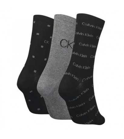 Calvin Klein Women Sock 3P Lurex Logo Black Combo 701224118 001 999 (CK383-a) socks