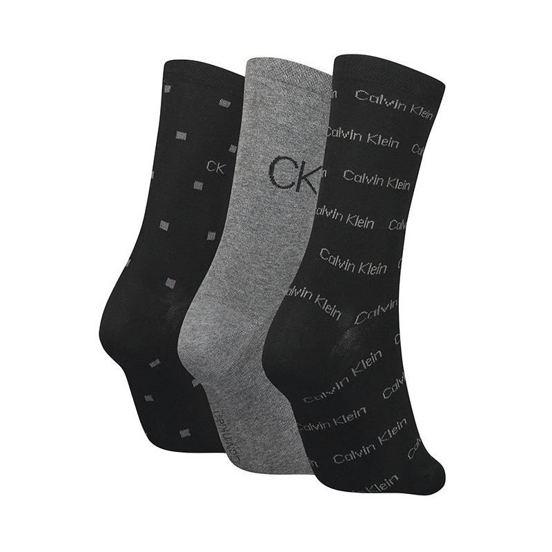 Calvin Klein Women Sock 3P Lurex Logo Black Combo 701224118 001 999 (CK383-a) socks