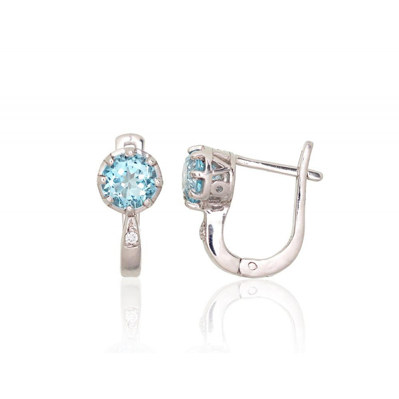 Silver earrings 2204020(PRh-Gr)_CZ+TZLB, Silver 925°, Rhodium (Plating), Zirkons , Sky Blue Topaz