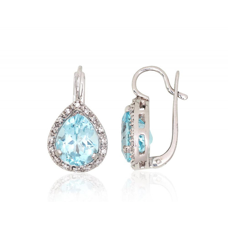 Silver earrings 2204075(PRh-Gr)_CZ+TZLB, Silver 925°, Rhodium (Plating), Zirkons , Sky Blue Topaz