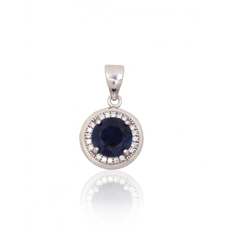 Silver pendant 2301963(PRh-Gr)_CZ+SA, Silver 925°, Rhodium (Plating), Zirkons , Sapphire