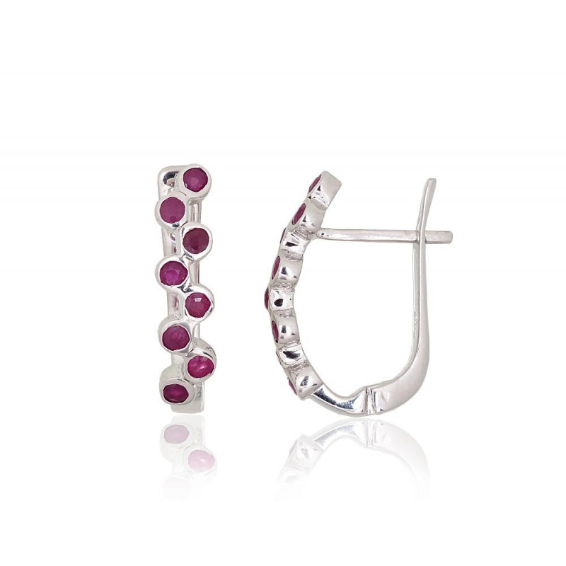 Silver earrings 2204016(PRh-Gr)_RB, Silver 925°, Rhodium (Plating), Ruby