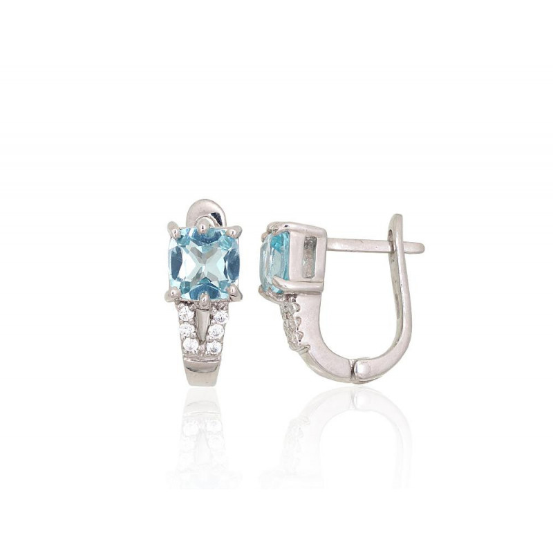 Silver earrings 2204074(PRh-Gr)_CZ+TZLB, Silver 925°, Rhodium (Plating), Zirkons , Sky Blue Topaz