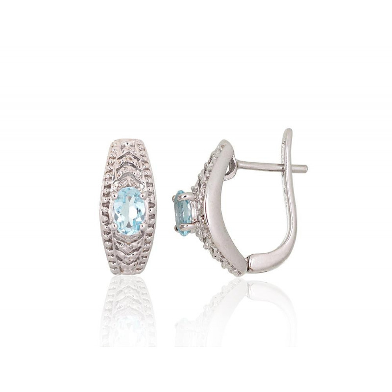 Silver earrings 2204076(PRh-Gr)_TZLB, Silver 925°, Rhodium (Plating), Sky Blue Topaz