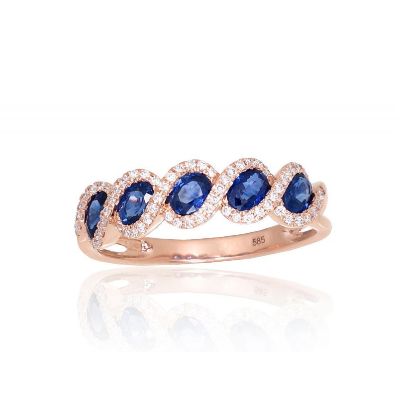 Gold ring 1101169(Au-R)_DI+SA, Red Gold 585°, Diamonds , Sapphire