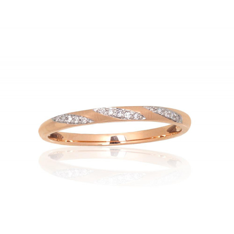 Gold ring 1101173(Au-R+PRh-W)_DI, Red Gold 585°, Rhodium (Plating) , Diamonds