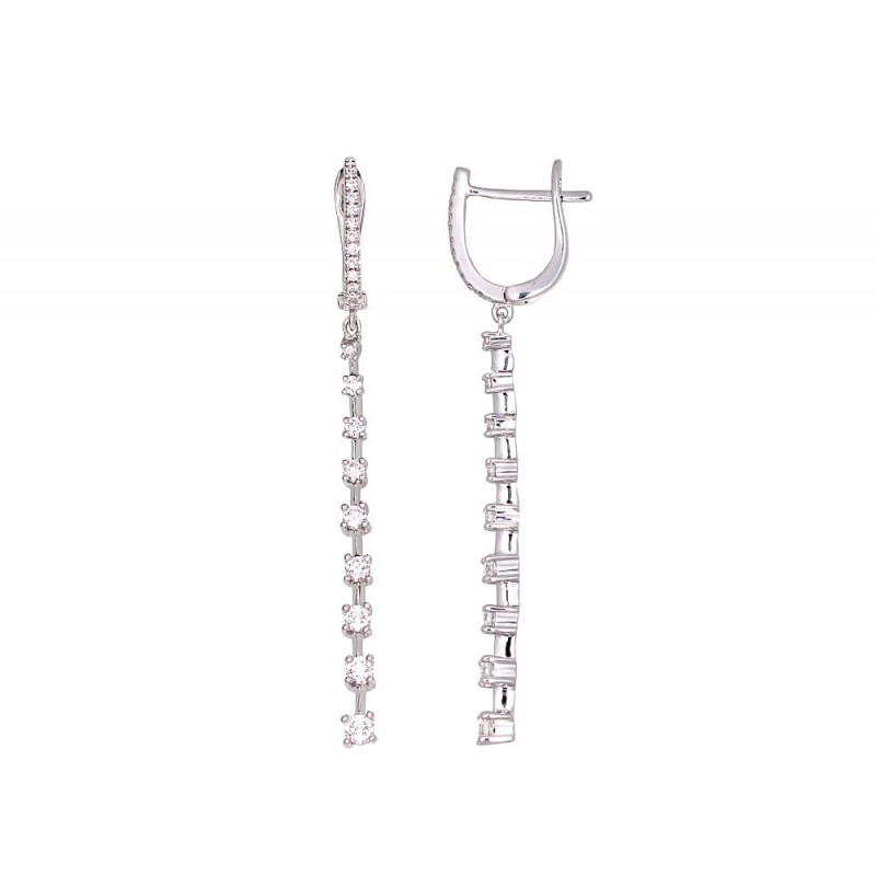 Gold earrings with 'english' lock 1201668(Au-W)_DI, White Gold 585°, Diamonds