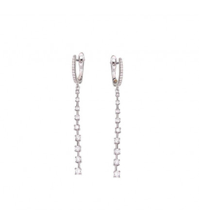 Gold earrings with 'english' lock 1201668(Au-W)_DI, White Gold 585°, Diamonds