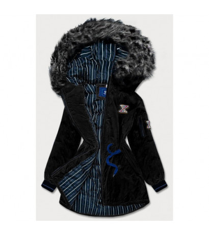 LONGER JACKET WITH HOOD BLACK (M8-757) striukė