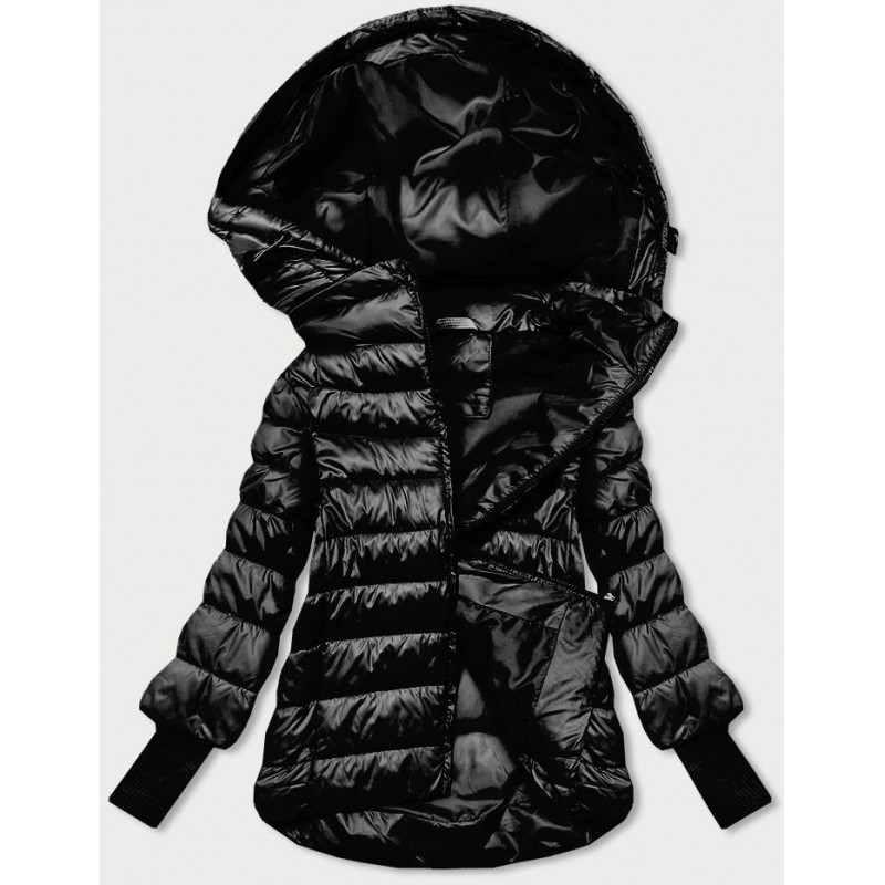 LONG JACKET WITH HOOD BLACK (PM7231) striukė