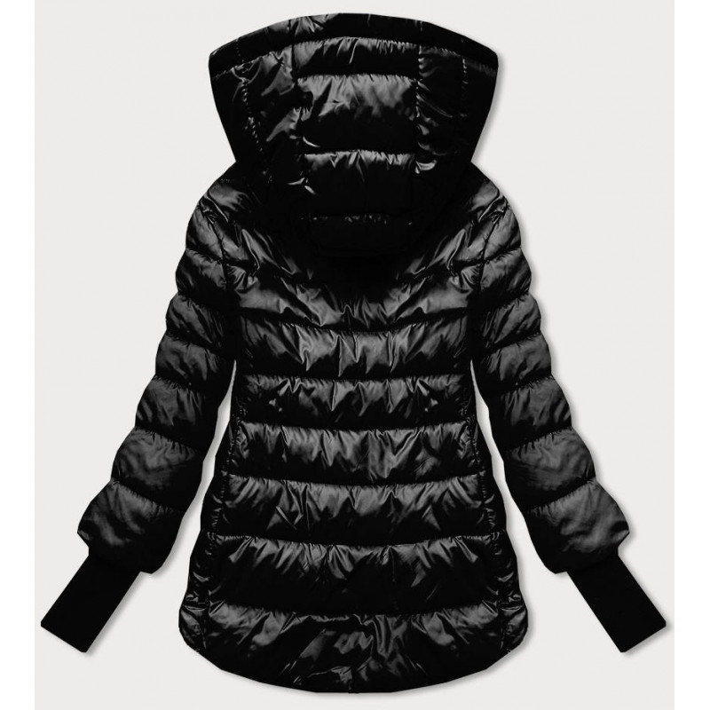 LONG JACKET WITH HOOD BLACK (PM7231) striukė