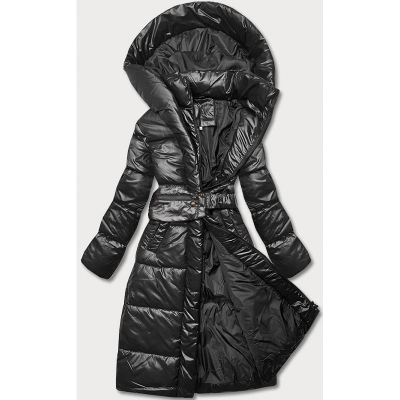 LONG JACKET WITH HOOD BLACK (PM7231) striukė