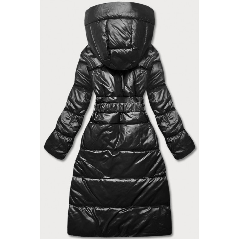 LONG JACKET WITH HOOD BLACK (PM7231) striukė