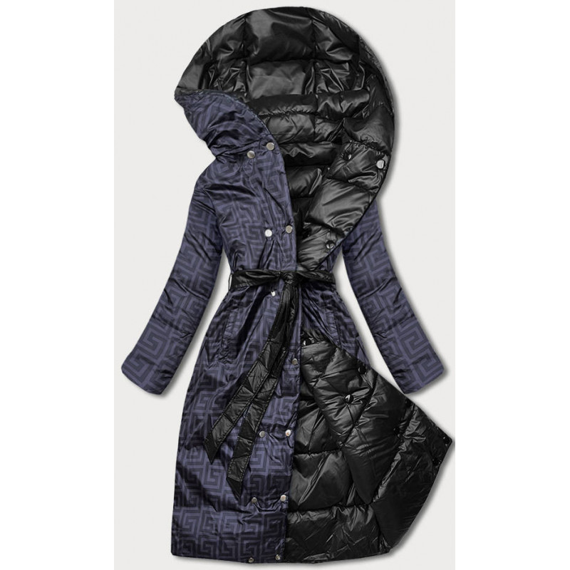 LONG JACKET WITH HOOD BLACK (PM7231) striukė