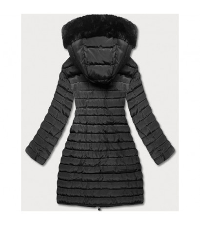 LONG JACKET WITH HOOD BLACK (PM7231) striukė