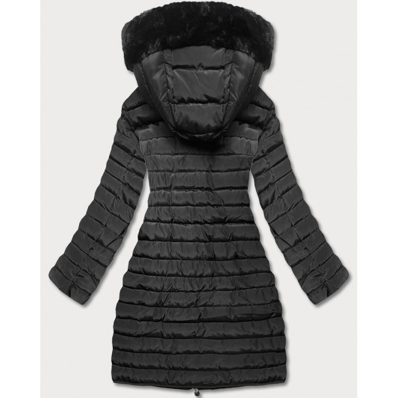 LONG JACKET WITH HOOD BLACK (PM7231) striukė