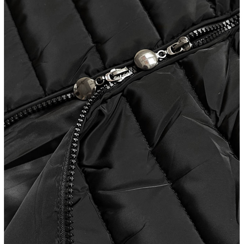 LONG JACKET WITH HOOD BLACK (PM7231) striukė