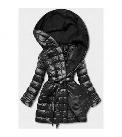 LONG JACKET WITH HOOD BLACK (PM7231) striukė