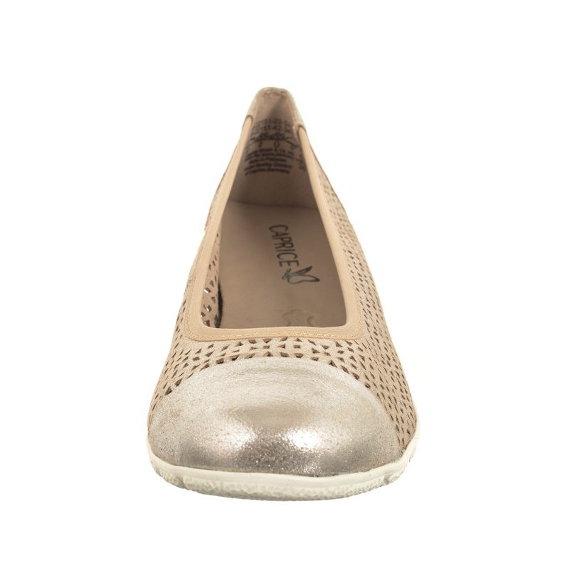 Caprice Beżowe 9-22151-42 341 Taupe Metallic (CP400-a) ballerinas