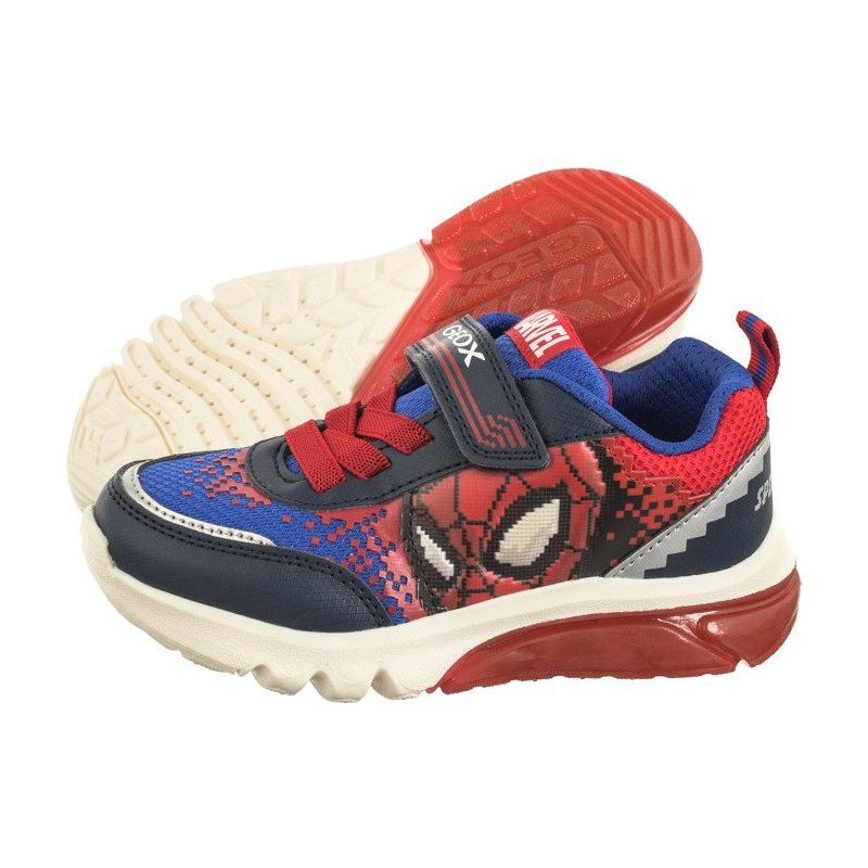 Geox J Ciberdron F - Mesh+Print. Marvel Spiderman Lights Navy/Red J45LBF 014CE C0735 (GE151-a) sports shoes