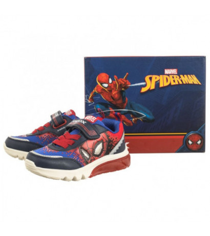 Geox J Ciberdron F - Mesh+Print. Marvel Spiderman Lights Navy/Red J45LBF 014CE C0735 (GE151-a) sports shoes