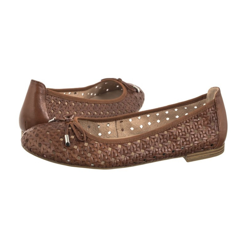 Caprice Brązowe 9-22109-42 303 Cognac Nappa (CP399-a) ballerinas