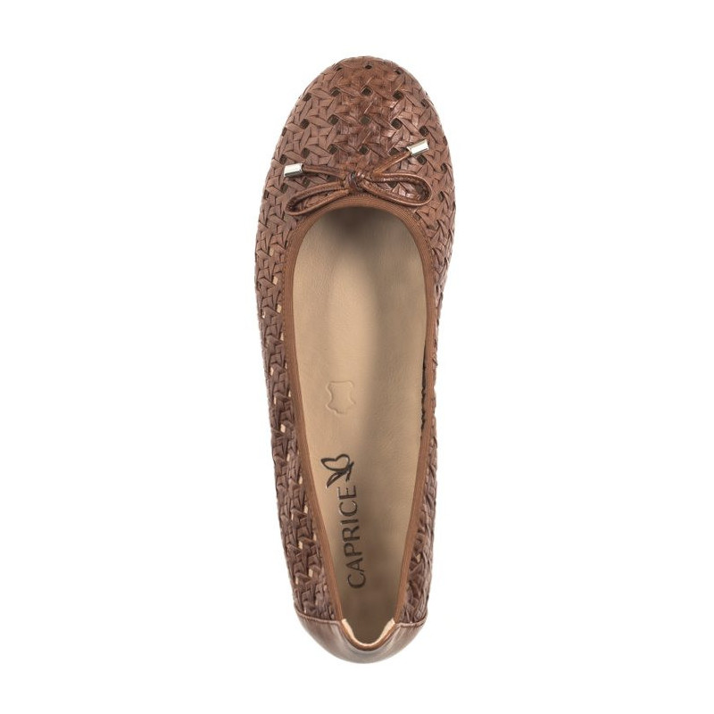 Caprice Brązowe 9-22109-42 303 Cognac Nappa (CP399-a) ballerinas