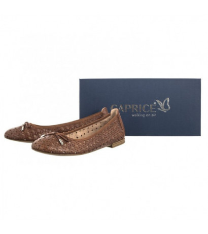 Caprice Brązowe 9-22109-42 303 Cognac Nappa (CP399-a) ballerinas