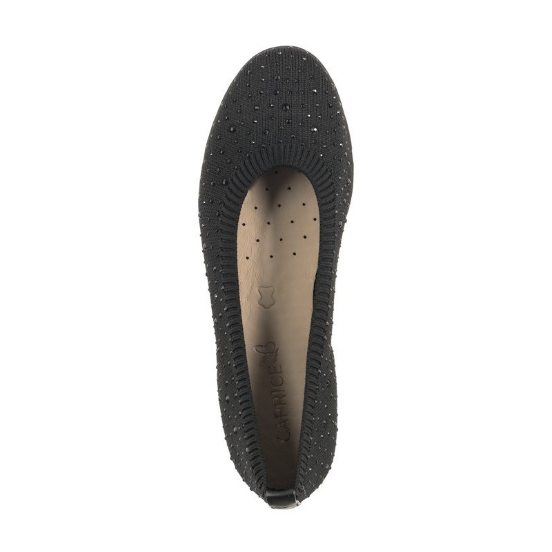 Caprice Czarne 9-22107-42 035 Black Knit  (CP397-a) ballerinas