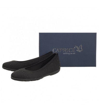 Caprice Czarne 9-22107-42 035 Black Knit  (CP397-a) ballerinas