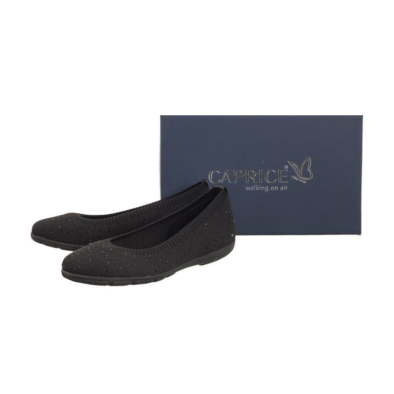 Caprice Czarne 9-22107-42 035 Black Knit  (CP397-a) ballerinas