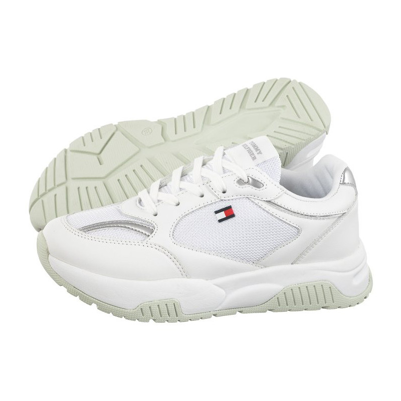 Tommy Hilfiger Low Cut Lace-Up Sneaker T3A9-33219-1695 X025 White/Silver (TH1043-a) sports Shoes