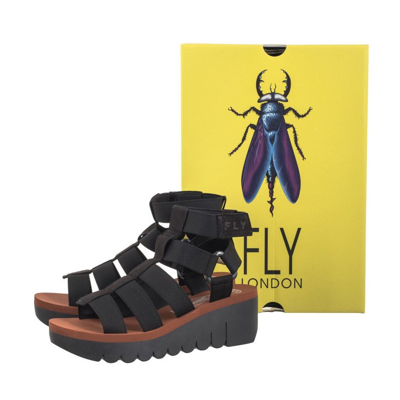 FLY London Yufi Cupi/Elas Blk/Blk/Brick P145032003 (FL401-a) shoes