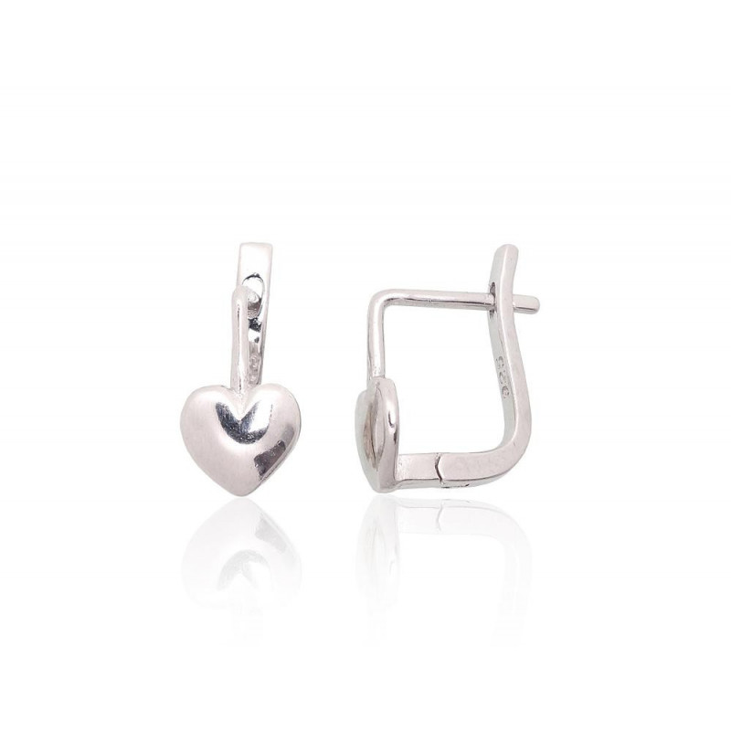 Silver earrings with 'english' lock 2204083(PRh-Gr), Silver 925°, Rhodium (Plating)