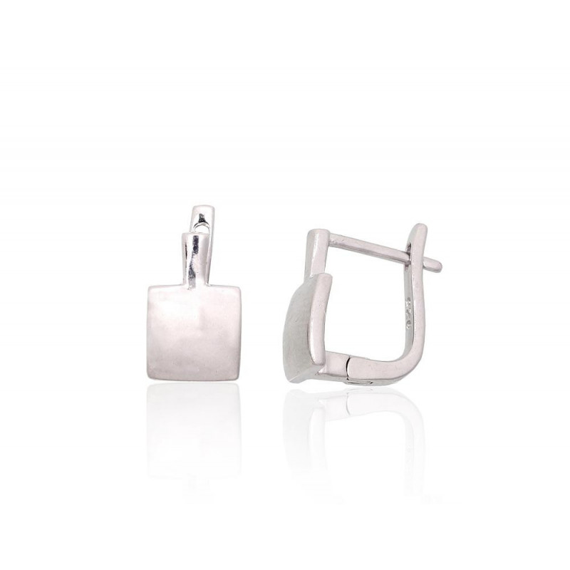 Silver earrings with 'english' lock 2204084(PRh-Gr), Silver 925°, Rhodium (Plating)