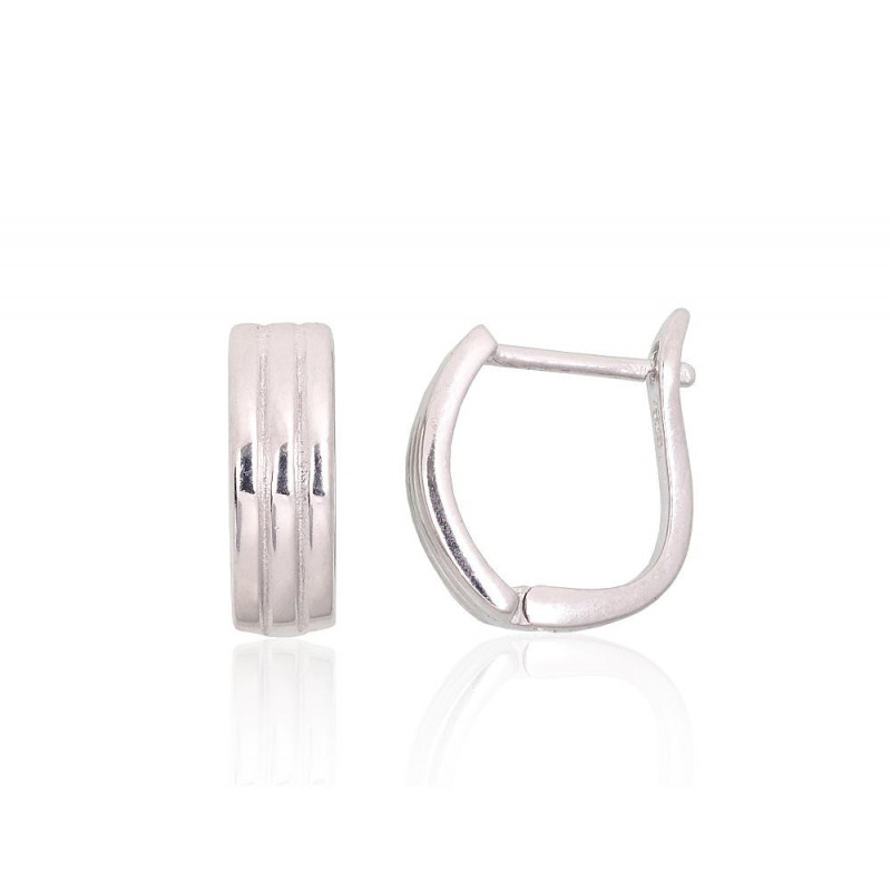 Silver earrings with 'english' lock 2204086(PRh-Gr), Silver 925°, Rhodium (Plating)