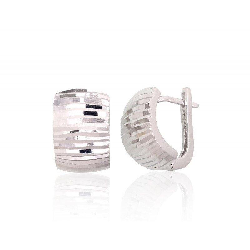 Silver earrings with 'english' lock 2204088(PRh-Gr), Silver 925°, Rhodium (Plating)