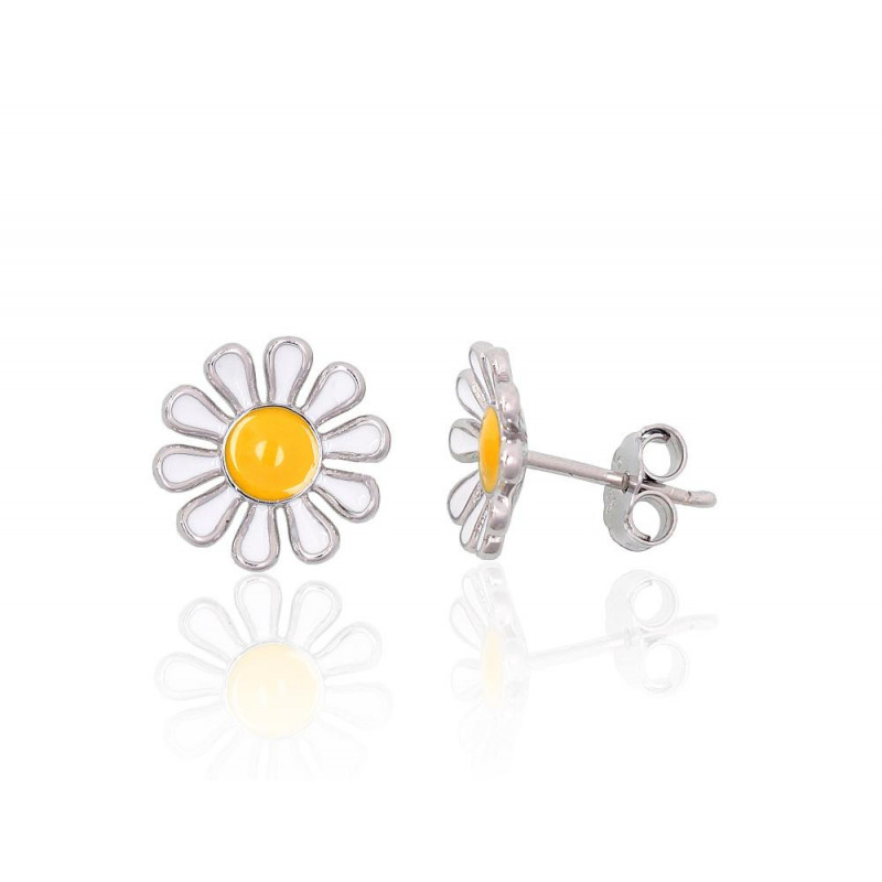 Silver stud earrings 2204101(PRh-Gr)_ML-W+ML-Y, Silver 925°, Rhodium (Plating), Jewelery enamel