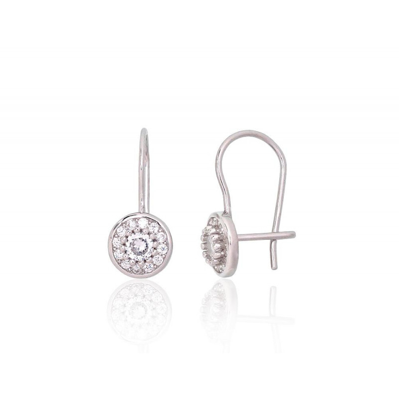 Silver hook earrings 2204131(PRh-Gr)_CZ, Silver 925°, Rhodium (Plating), Zirkons