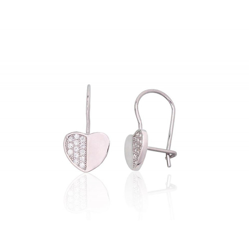 Silver hook earrings 2204133(PRh-Gr)_CZ, Silver 925°, Rhodium (Plating), Zirkons