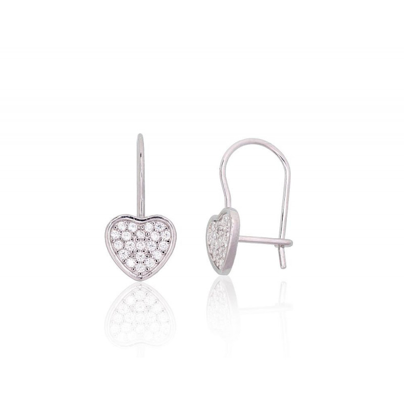 Silver hook earrings 2204134(PRh-Gr)_CZ, Silver 925°, Rhodium (Plating), Zirkons