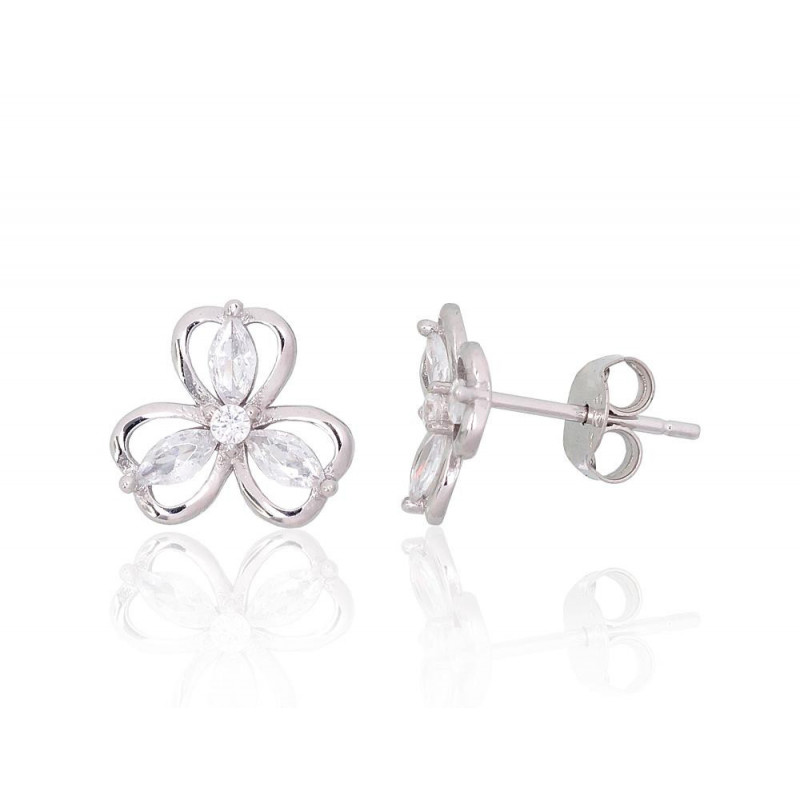 Silver stud earrings 2204137(PRh-Gr)_CZ, Silver 925°, Rhodium (Plating), Zirkons