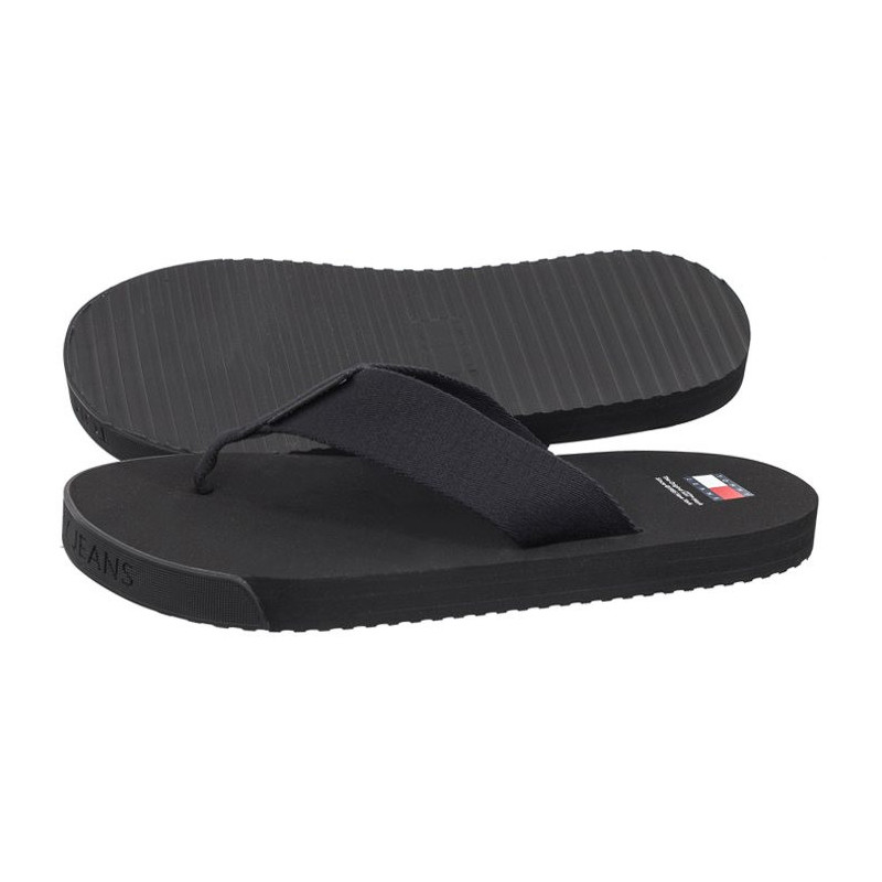 Tommy Hilfiger Tjm Elevated Flip Flop Black EM0EM01393 BDS (TH1083-a) shoes