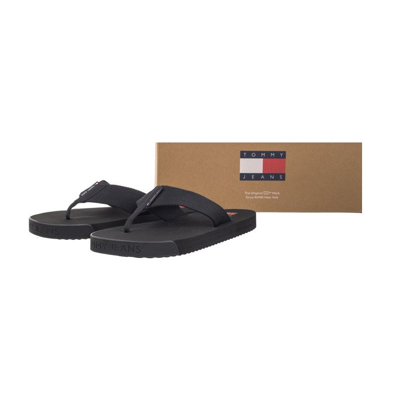 Tommy Hilfiger Tjm Elevated Flip Flop Black EM0EM01393 BDS (TH1083-a) shoes