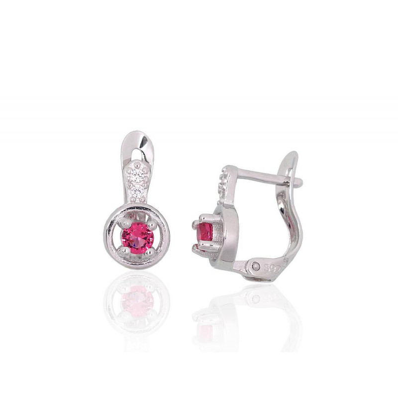 Silver earrings with 'english' lock 2201203(PRh-Gr)_CZ+CZ-RO, Silver 925°, Rhodium (Plating), Zirkons