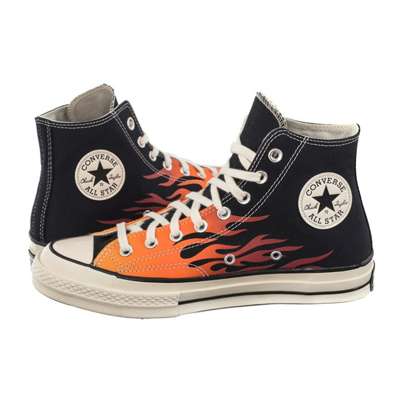 Converse Chuck 70 Hi Black/Enamel Red/Bold Mandarin 165024C (CO678-a) shoes