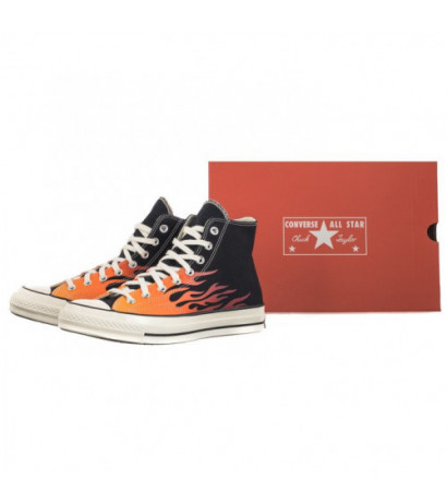 Converse Chuck 70 Hi Black/Enamel Red/Bold Mandarin 165024C (CO678-a) shoes