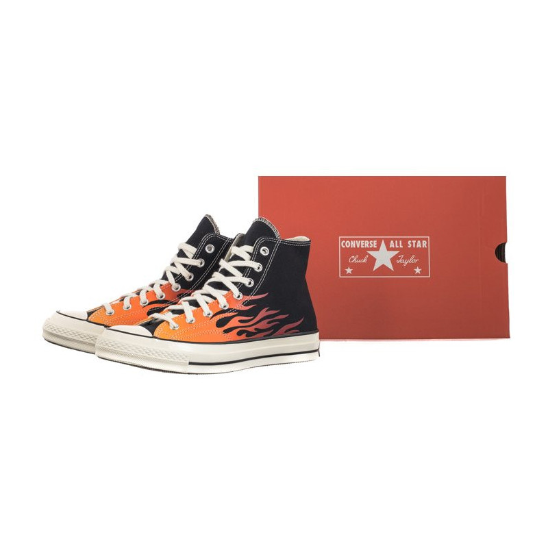 Converse Chuck 70 Hi Black/Enamel Red/Bold Mandarin 165024C (CO678-a) shoes