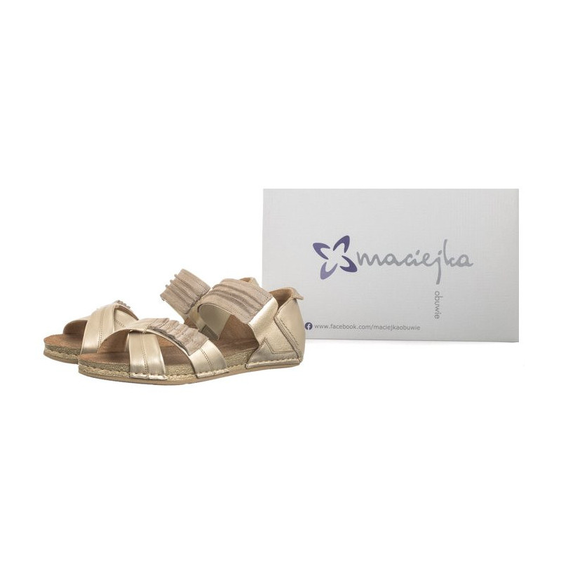 Maciejka Złote/Beżowe 03375-25/00-5 (MA351-i) sandals