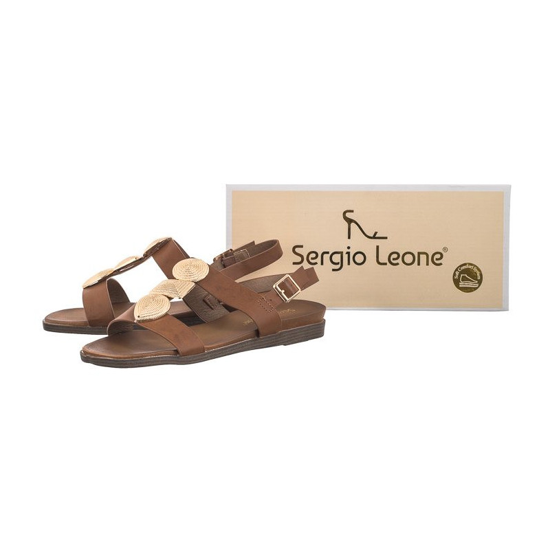 Sergio Leone Brązowe SK 072 H  (SL534-a) sandals